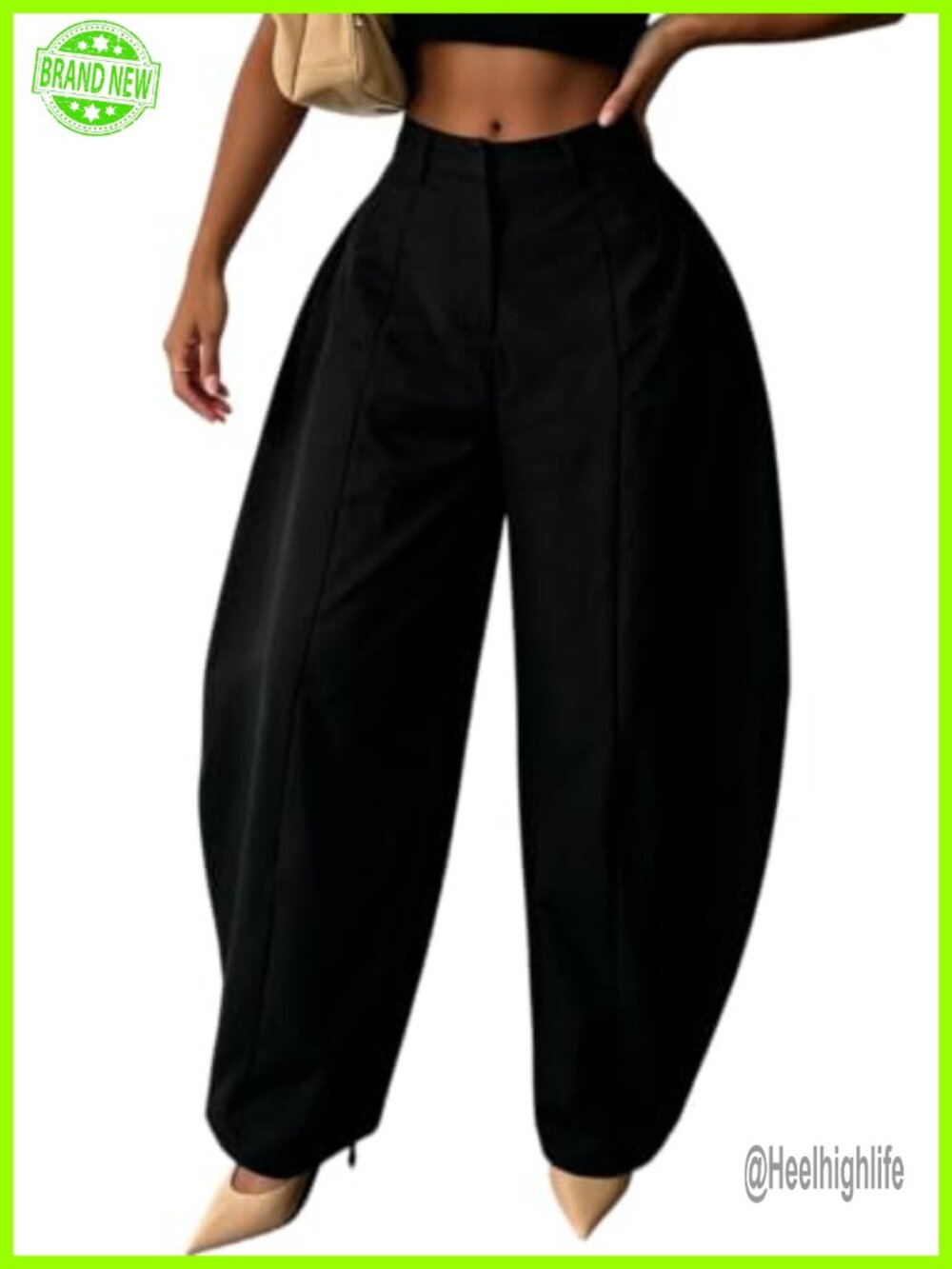 High Waisted Balloon Barrel Wide Leg Dress Pants Pleated Business Casual